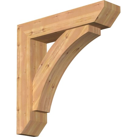 Ekena Millwork Thorton Slat Smooth Bracket w/ Offset Brace, Western Red Cedar, 7 1/2"W x 34"D x 34"H BKT0806X34X34THR06SWR